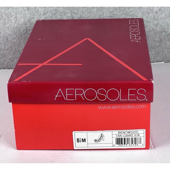 Aerosoles Bentwood Shoes Womens 8.5M Tan Lizard Bowtie Open Toe Heels Workwear - Picture 12 of 12